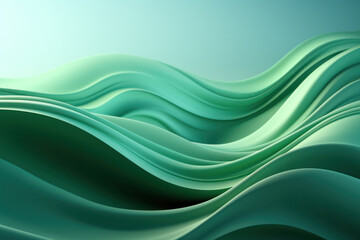 Abstract Green Wave Gradient Background, Curve Motion Concept. Generative AI