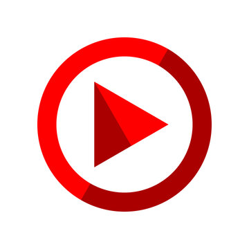 Red play button media in circle symbol icon flat vector design