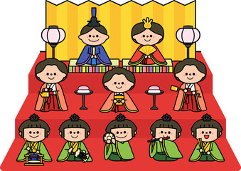 ひなまつり　雛人形：十人飾り.