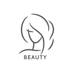Beautiful woman face logo template for hair salon vector illustration.