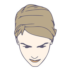 Young woman face top view. Elegant silhouette of a female head.