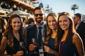 Fotobehang Group of passengers participating in a wine tasting event on the deck of a luxury cruise ship, Generative AI © Shooting Star Std