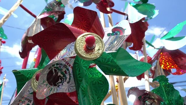 Traditional Mexican pinwheels sold for the Mexican War of Independence