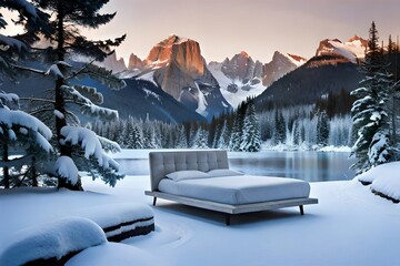 winter in the mountains with bedroom 