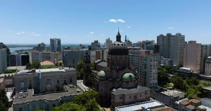 Aerial view around the Catedral Metropolitana de Porto Alegre church, in Brazil