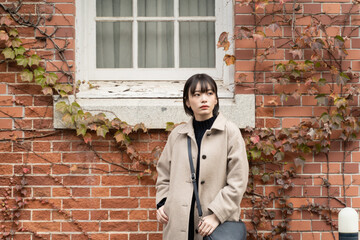 Fototapeta na wymiar 美しい日本人女性モデル 秋冬コーディネート