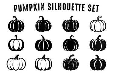 Set of Halloween pumpkin silhouette vector, pumpkin vector silhouette bundle