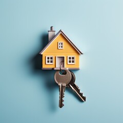 Photo of a house with a bunch of house keys - Property management concept. Created with Generative AI technology