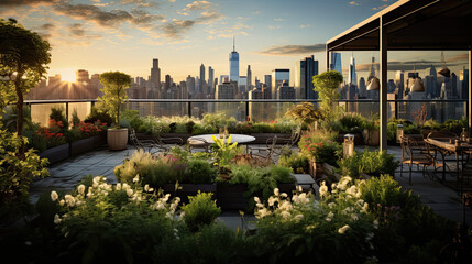 Rooftop garden in the city