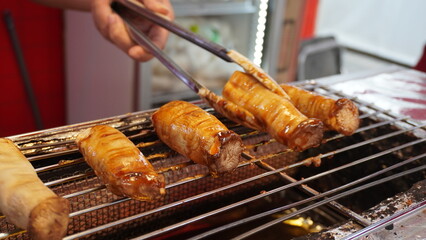 grilled mushrooms on the grill
