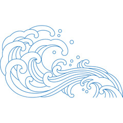 japane sea wave oriental vintage style line art ornate vector illustration