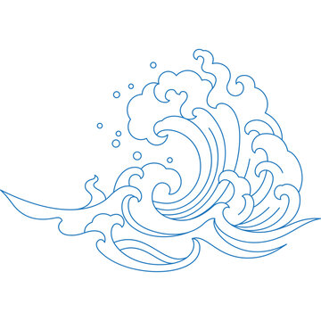 recommend clip art: japane sea wave oriental vintage style line art ornate vector illustration