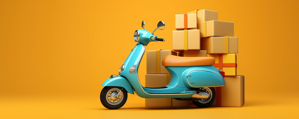 Box shipping motorcycle business delivery courier scooter bike service transportation deliver