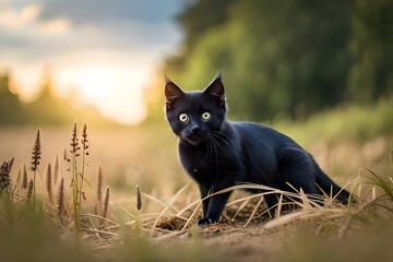 black cat in the woods