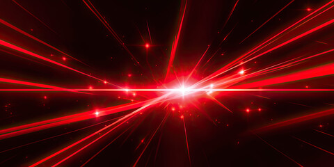 Red laser beams cutting through black background, generated AI