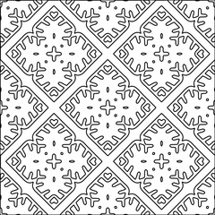 Vector pattern with symmetrical elements . Modern stylish abstract texture. Repeating geometric tiles from striped elements.Black and white pattern.