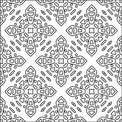 Obraz premium Vector pattern with symmetrical elements . Modern stylish abstract texture. Repeating geometric tiles from striped elements.Black and white pattern.