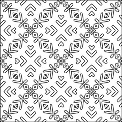 Vector pattern with symmetrical elements . Modern stylish abstract texture. Repeating geometric tiles from striped elements.Black and white pattern.