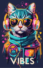 Cat with headphones