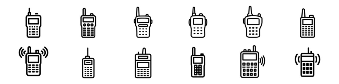 Walkie talkie icon sign vector, Walkie-talkie icon, silhouette of walkie talkie on white background, Security service walkie talkie icon. Simple illustration of Security service walkie talkie vector