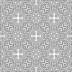 Vector pattern with symmetrical elements . Modern stylish abstract texture. Repeating geometric tiles from striped elements.Black and white pattern.
