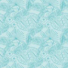 Fototapeta na wymiar Summer pattern. Tropical leaves pattern perfect for textiles and decoration