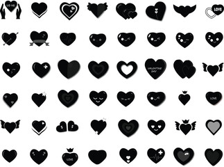 set of black valentine heart