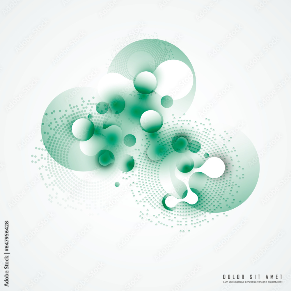 Poster Beautiful structure DNA molecules. Line art pattern with connect dot line for concept design. Social media Vector background