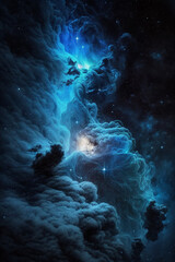 Fototapeta na wymiar nebula in space with blue lightning