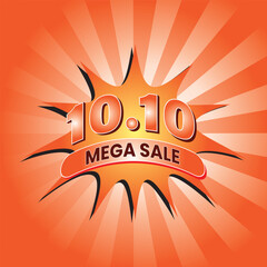 10.10 Shopping Day font expression pop art comic speech bubble. Vector illustration. 10.10 Shopping Day Mega Sale Template design for web or social media.