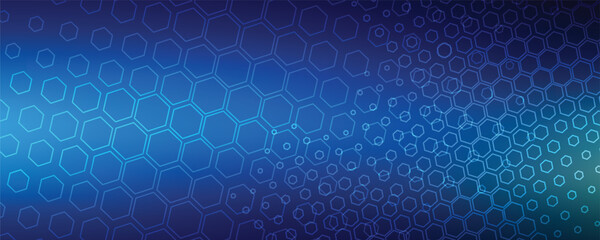 Background with blue luminous hexagons