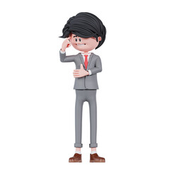 3d businessman in deep thought pose