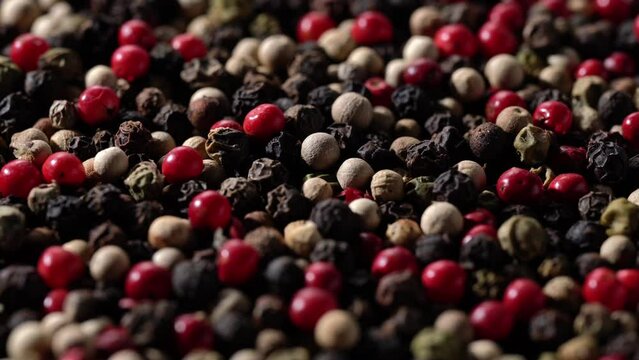 Close-up video of Mix Pepper. Rotation.
