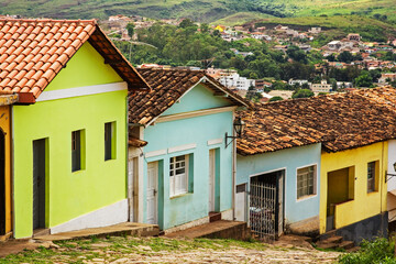 Fototapeta na wymiar Houses in the rural countryside of Brazil