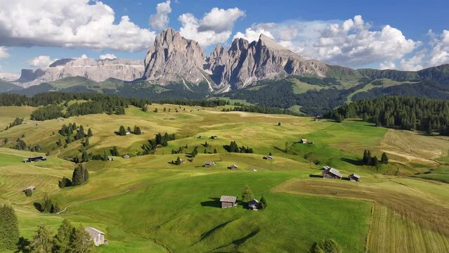 Alpe di Siusi or Seiser Alm, Dolomites Alps, Sassolungo and Sassopiatto mountains, Trentino Alto Adige Sud Tyrol, Italy, Europe