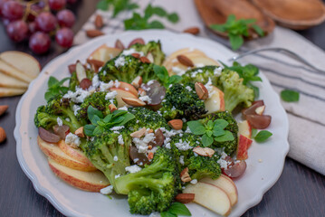 healthy broccoli salad with apple