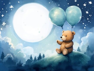 teddy bear and moon