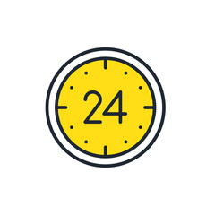 24時間対応のシンプルなベクターアイコンイラスト素材