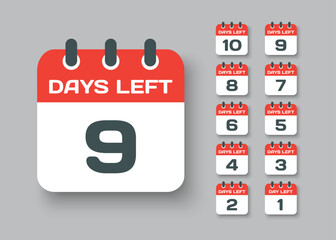 Countdown daily page calendar icon - 9 days left