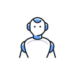 Obraz premium ヒューマノイド型AIロボットのシンプルなベクターアイコンイラスト素材