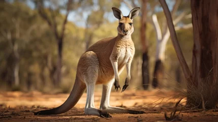 Poster Wild Kangaroos in the Wild Animal Landscape © Galih