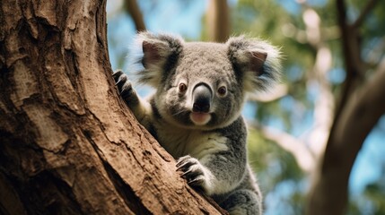 Cute Koala is on a Tree Branch Animal Landscape