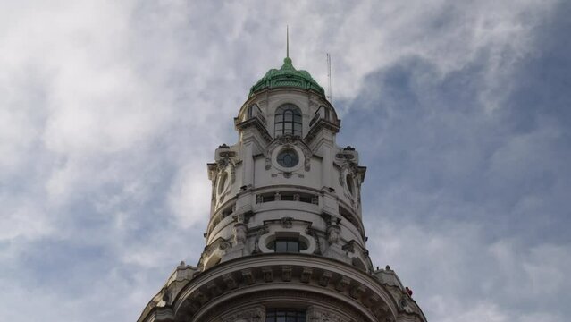 A stunning view of the Parisian-style dome atop a classic building in Buenos Aires, facing Plaza de Mayo (May Square), Argentina
