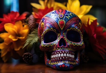 Mexican skull Day of the dead decoration celebrates indigenous culture.