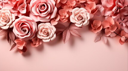 Elegant Rose Square Frame Illustration  Floral Decorative Design, Generative Ai