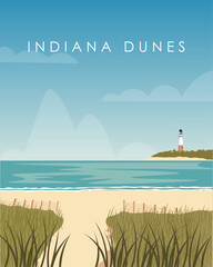Indiana Dunes state park travel poster - obrazy, fototapety, plakaty
