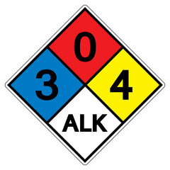 NFPA Diamond 704 3-0-4 ALK Symbol Sign, Vector Illustration, Isolate On White Background Label. EPS10