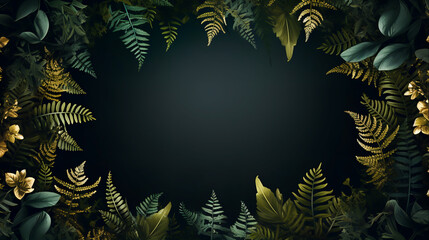 Fototapeta na wymiar Elegant Fern Leaf Square Frame Illustration Botanical Greenery Decorative Design, Generative Ai