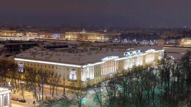 Buildings of the Senate and Synod as seen from St. Isaac's Cathedral dome. St. Petersburg, Russia