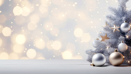 Christmas background with christmas baubles, gifts decoration - Xmas theme - 647966001
